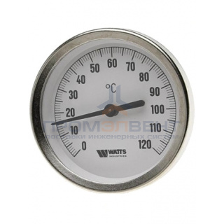 Термометр биметаллический аксиальный WATTS F+R801 OR - 1/2" (D-63 мм, шкала 0-160°C, гильза 75 мм)
