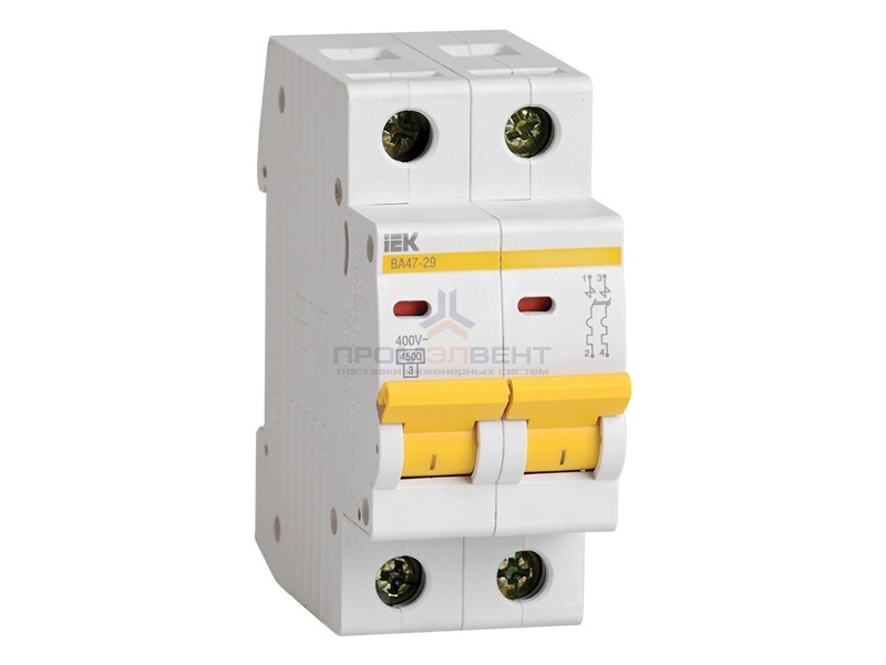 Автоматический выключатель ВА47-29 2Р 25А 4,5кА характеристика D ИЭК (автомат)